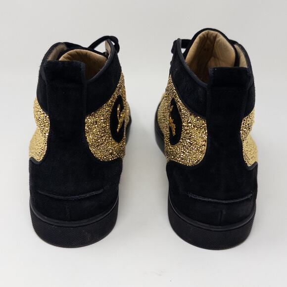 Christian Louboutin Louis Strass Gold & Black Crystal Sneakers Men’s EU 43 US 10 - Picture 6 of 9